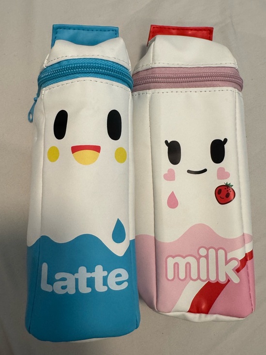 tokidoki Other - Tokidoki Latte & Strawberry Milk Carton Zipper Pouch Set Kawaii Pencil Cases
